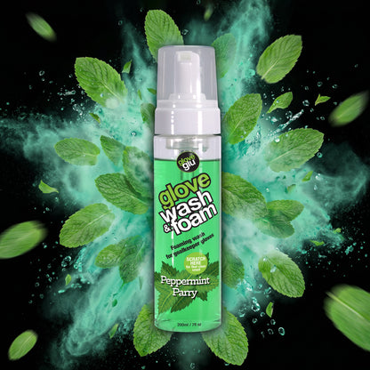 wash bottle with an explosion of mint and spray behind it